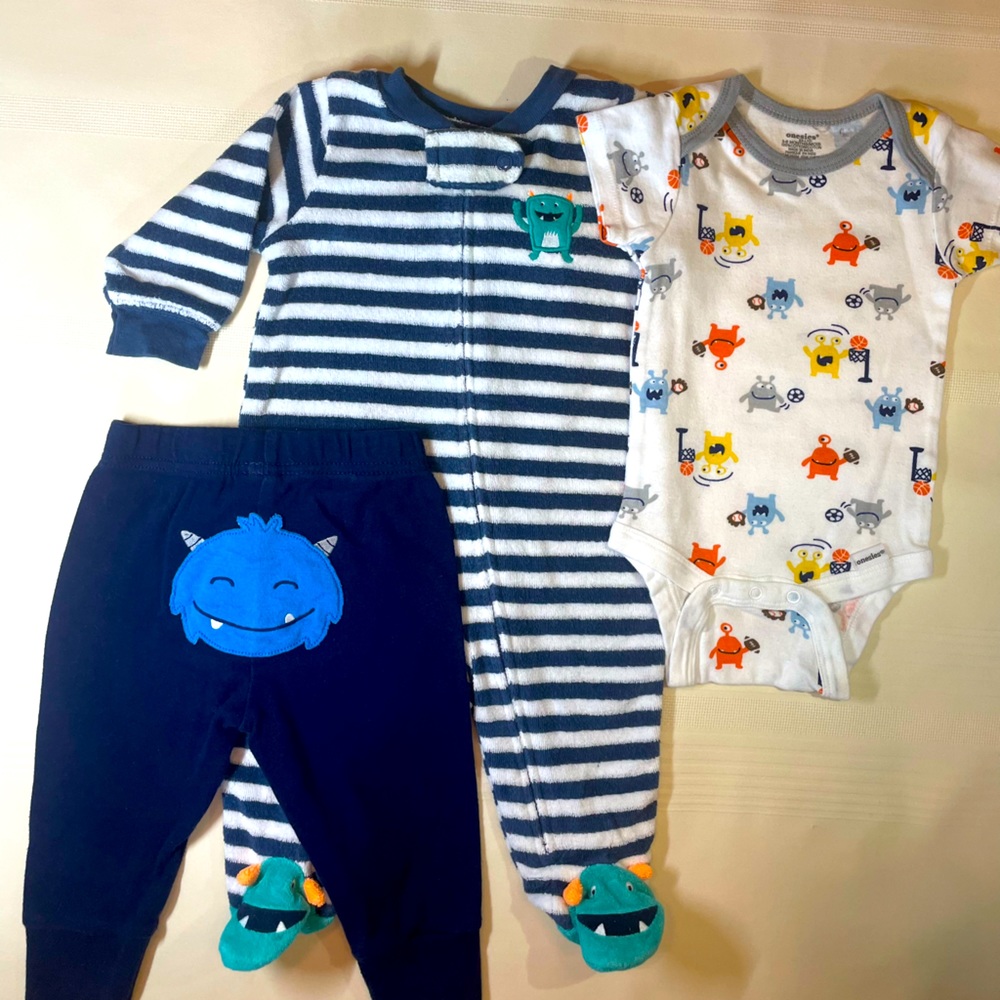 3 Piece Monster Theme Baby